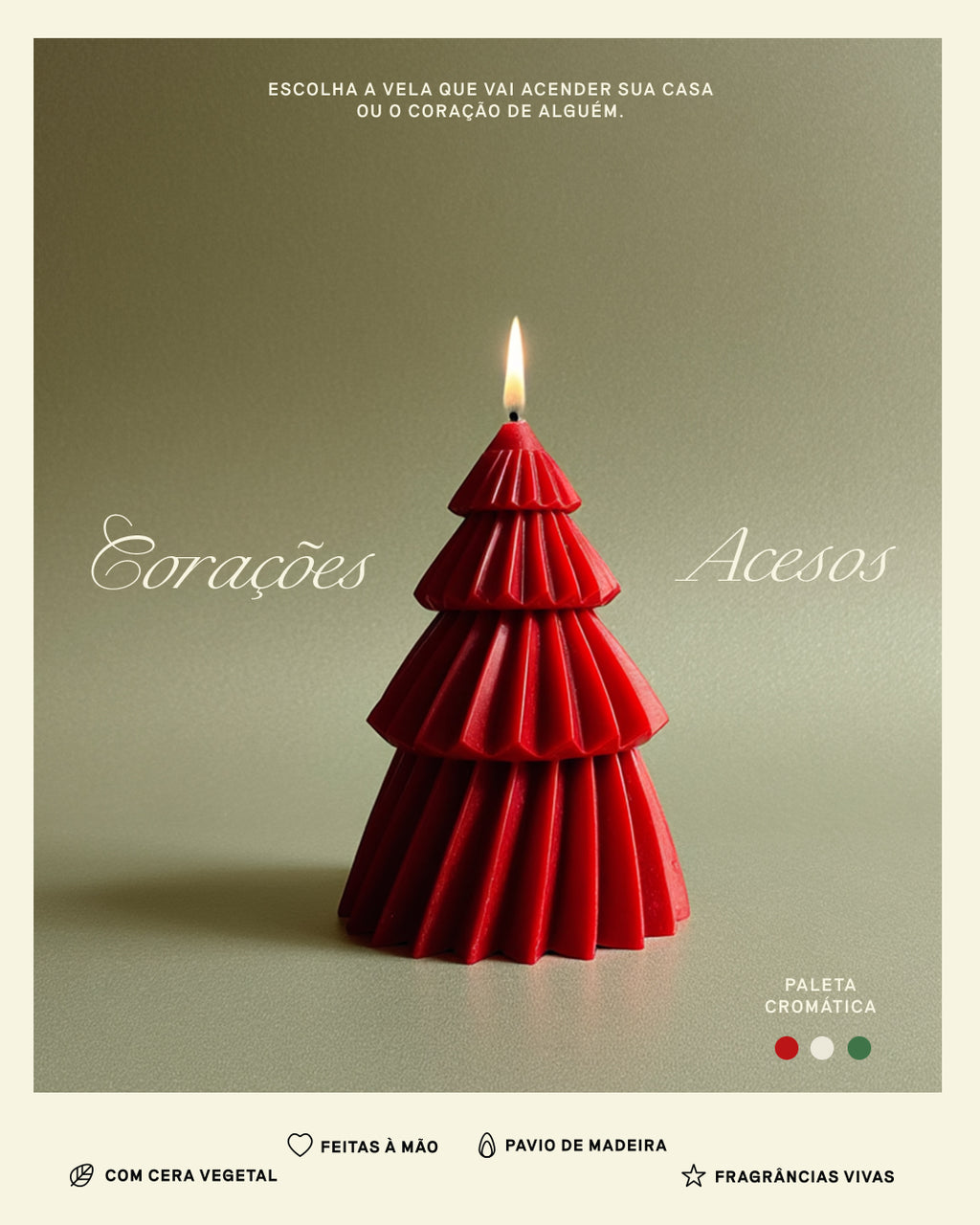 Velas De Natal em Formato De Árvore l Aromática, 100% Vegetal e Artesanal