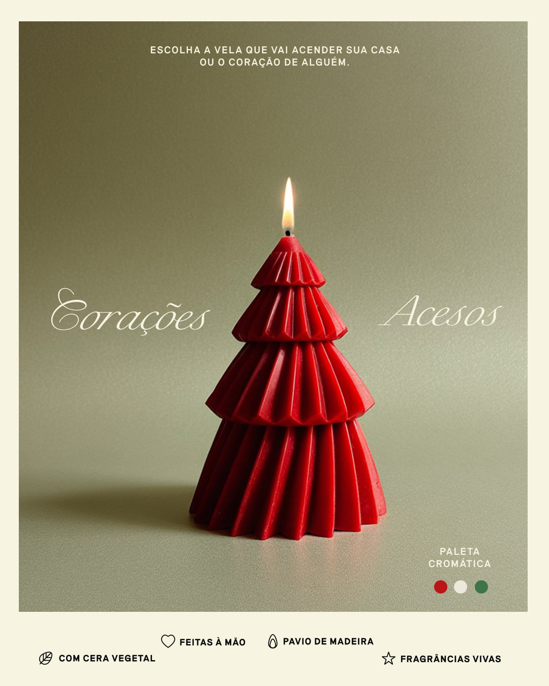 Velas De Natal em Formato De Árvore l Aromática, 100% Vegetal e Artesanal