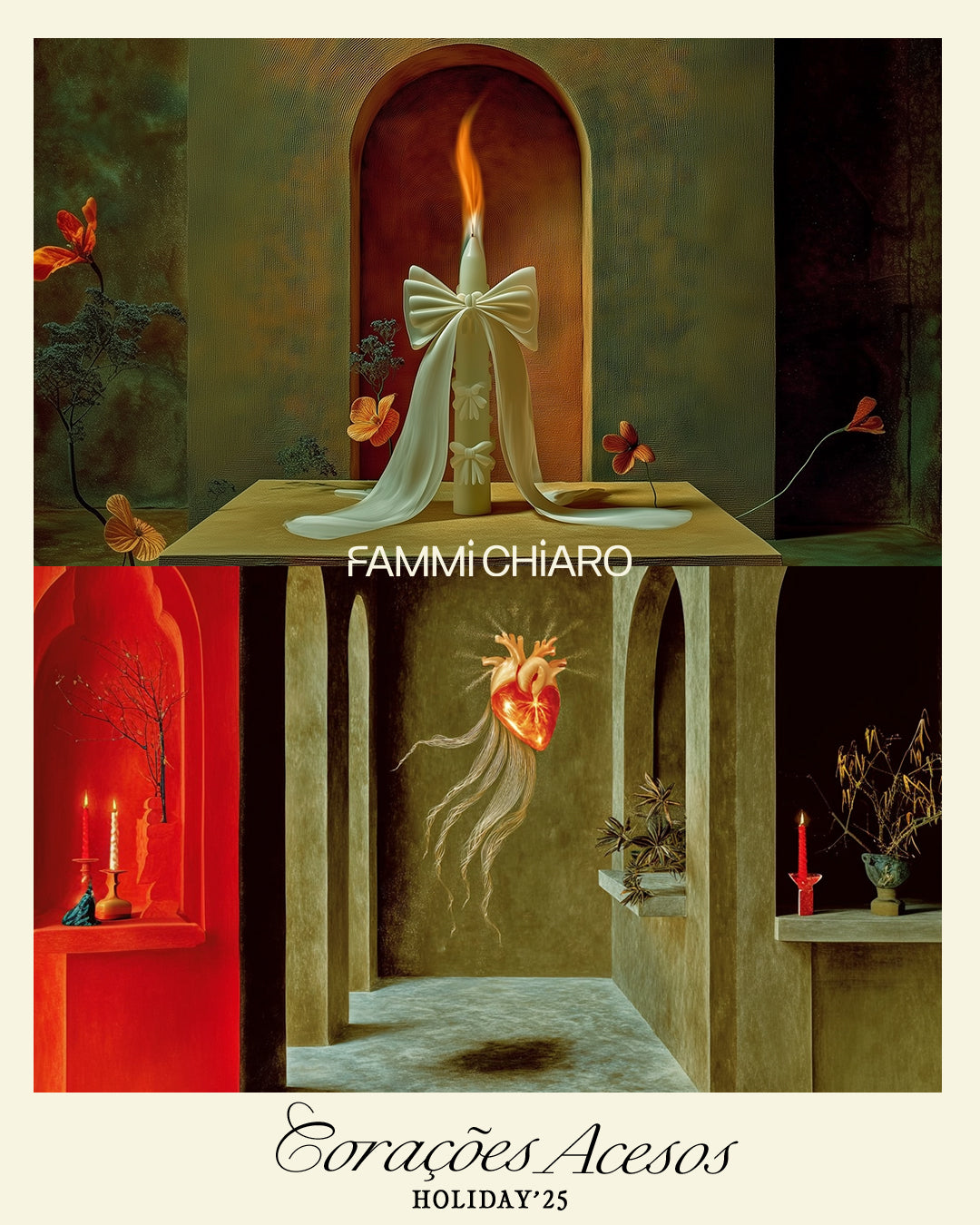 Velas De Natal em Formato De Castiçal Laços l Aromática, 100% Vegetal e Artesanal