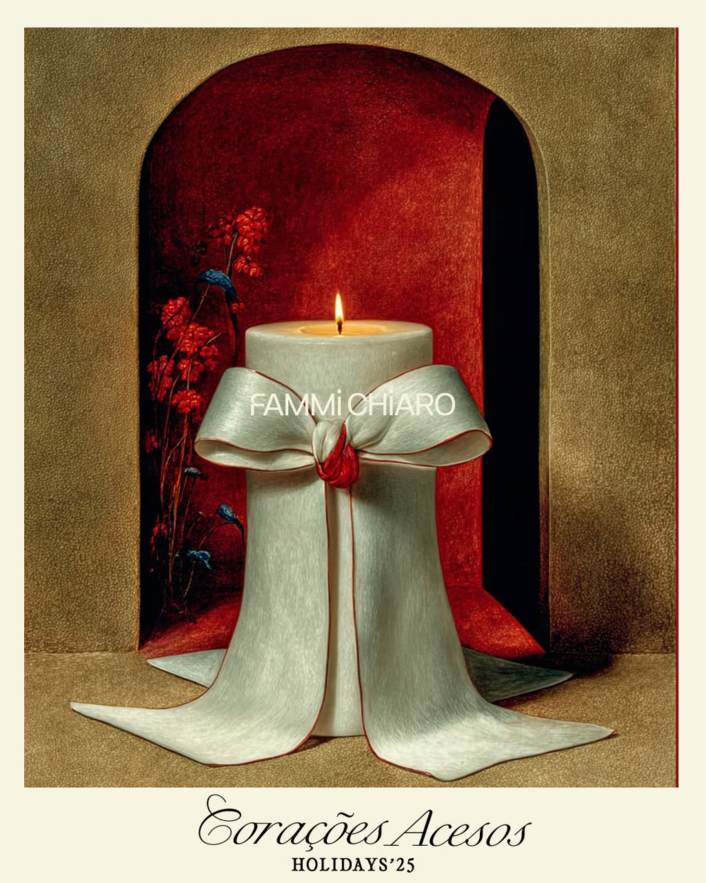 Velas De Natal em Formato De Castiçal Laços l Aromática, 100% Vegetal e Artesanal