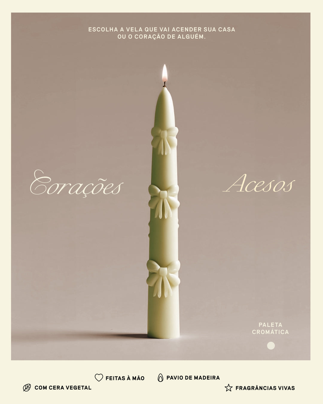 Velas De Natal em Formato De Castiçal Laços l Aromática, 100% Vegetal e Artesanal