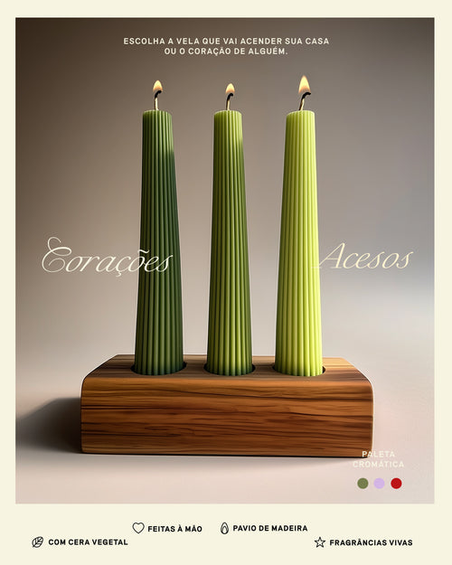 Trio de Velas De Natal Européias l Aromática, 100% Vegetal e Artesanal