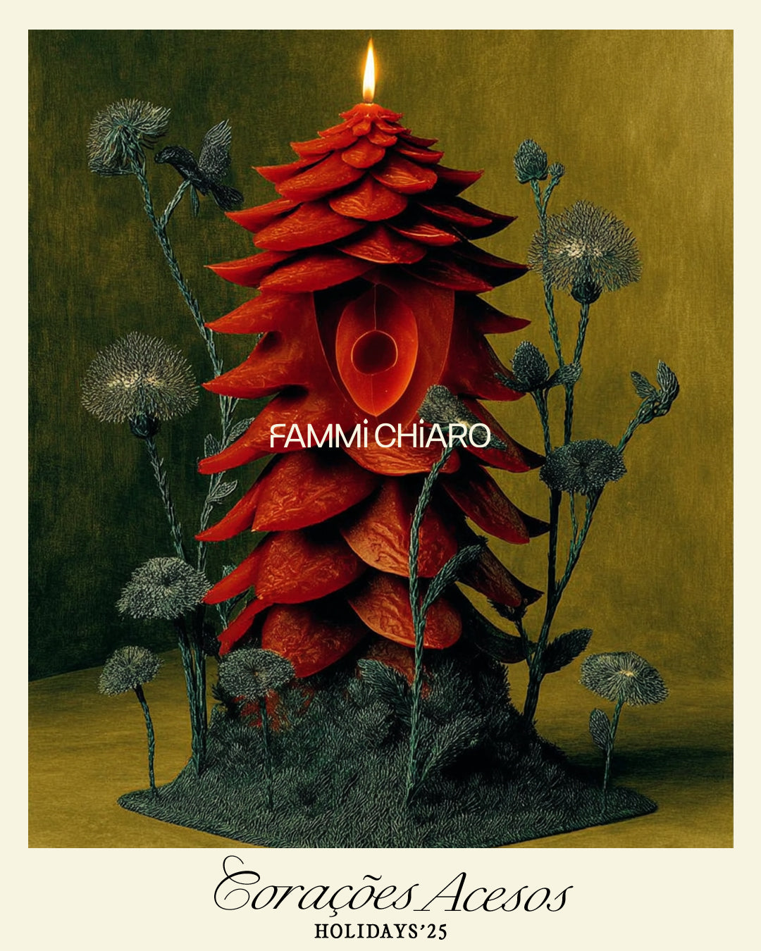 Vela Árvore de Natal de Haste Longa  l Aromática, 100% Vegetal e Artesanal