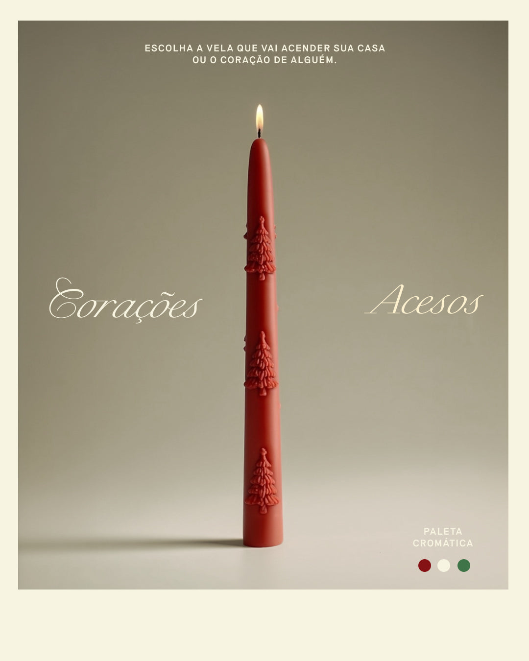 Vela Árvore de Natal de Haste Longa  l Aromática, 100% Vegetal e Artesanal