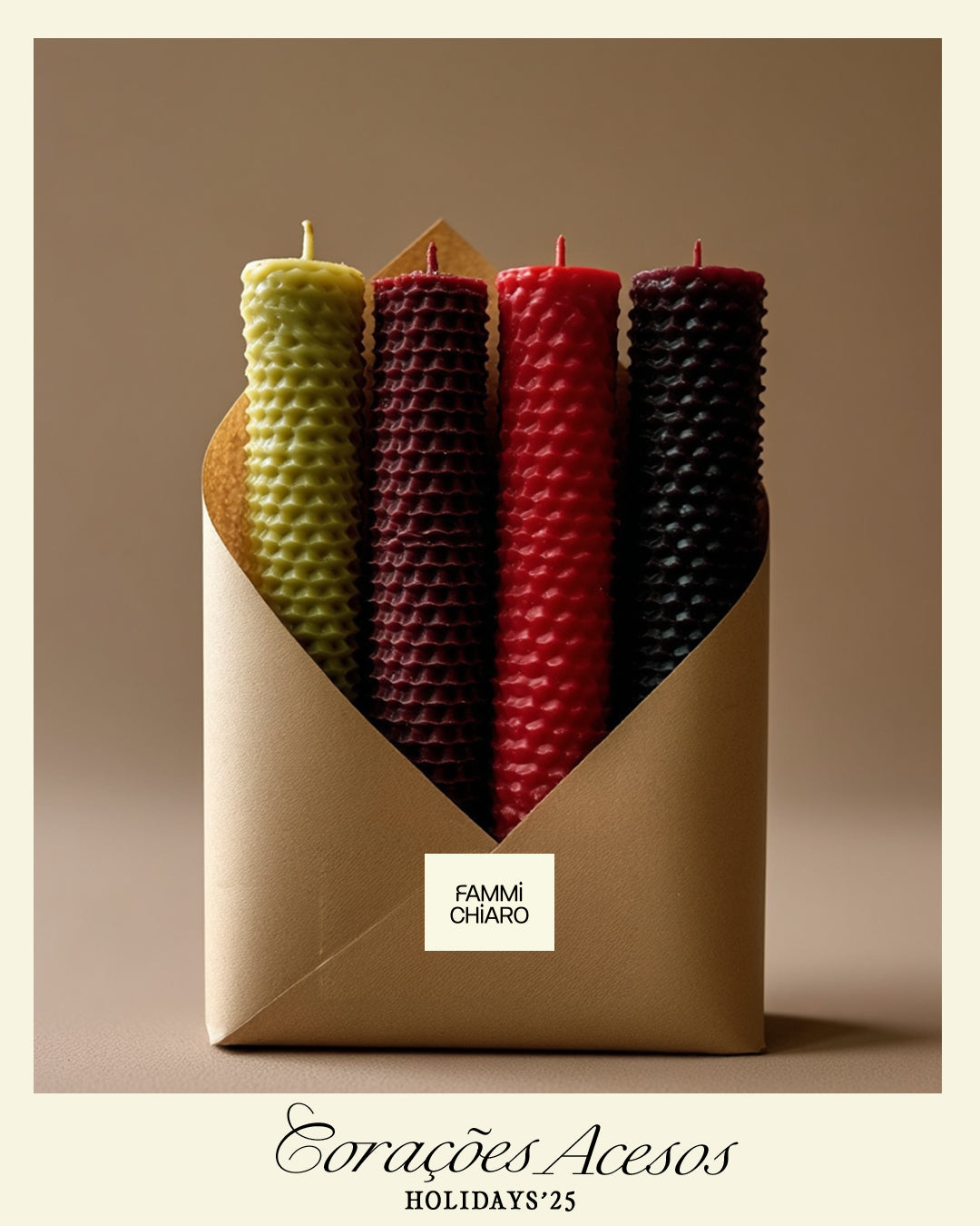 Velas de Réveillon — As 12 Cores do Novo Ciclo l Cera Alveolada em Folhas Multicolor