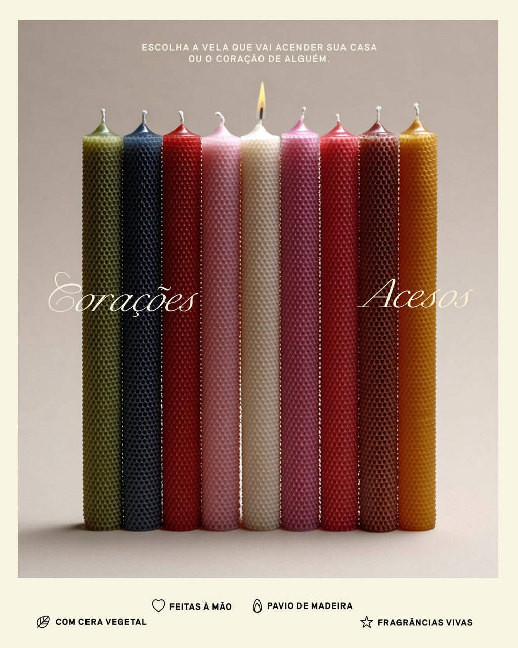 Velas Alveoladas  — As 12 Cores com Cera Alveolada