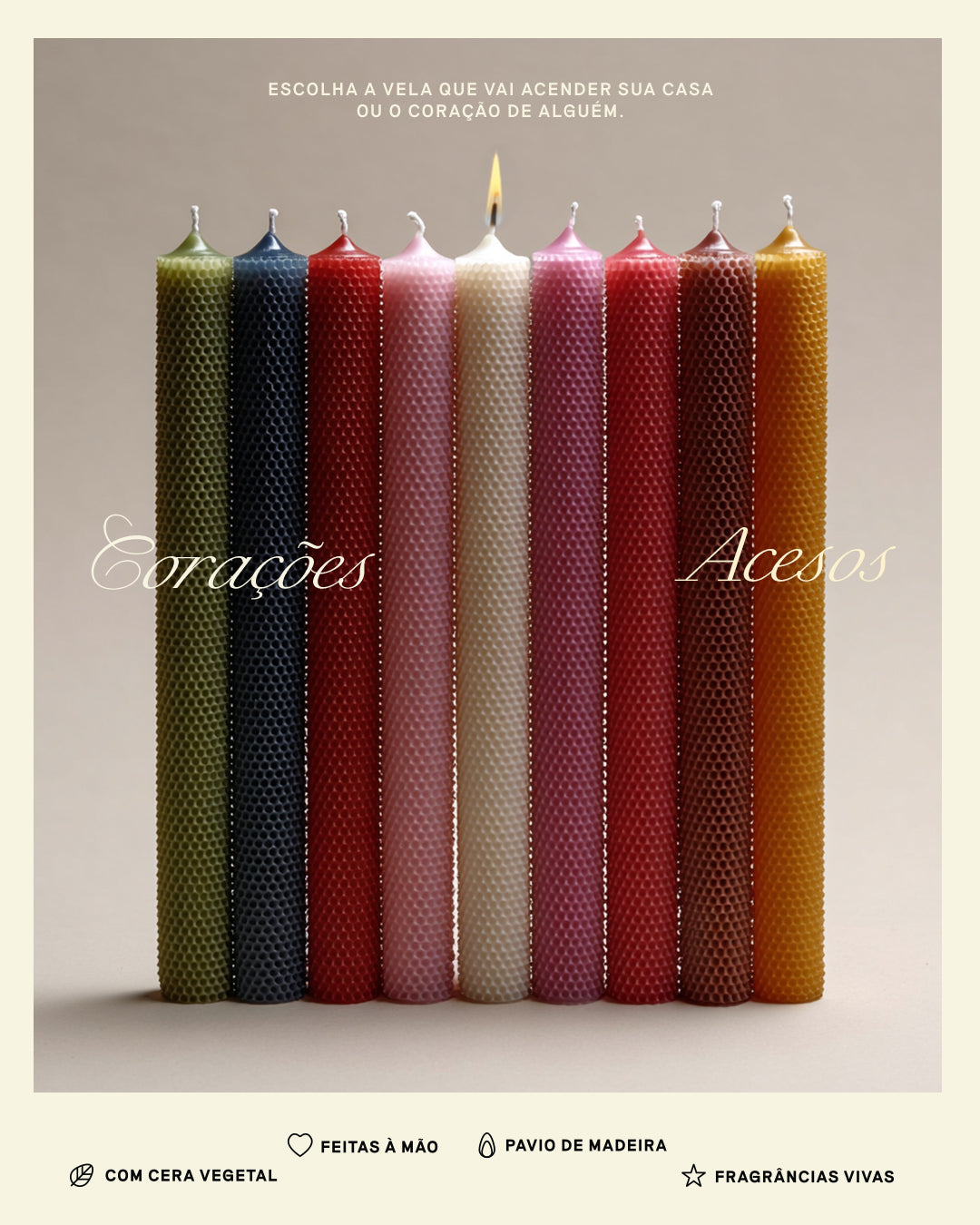 Velas de Réveillon — As 12 Cores do Novo Ciclo l Cera Alveolada em Folhas Multicolor