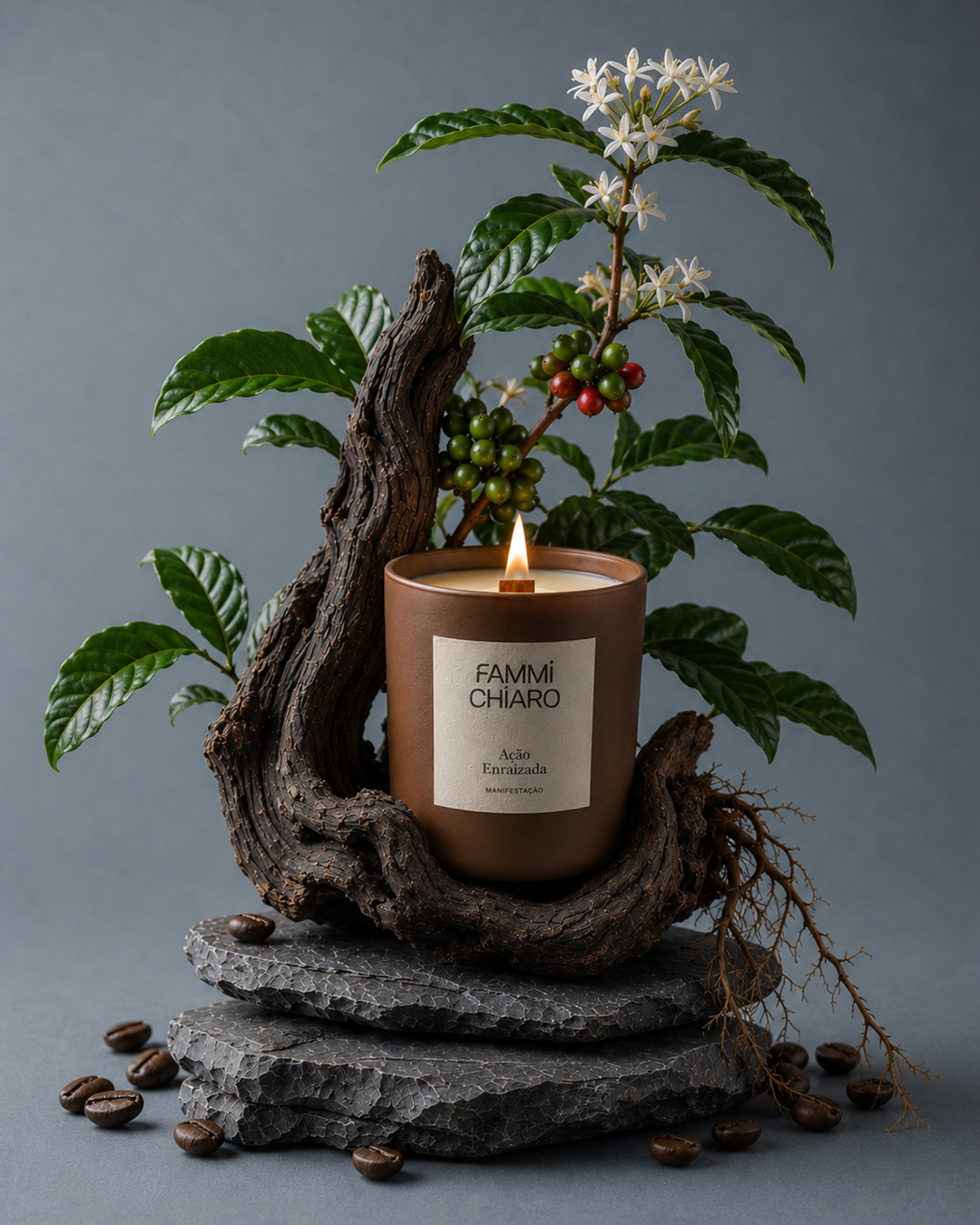 Ação Enraizada · Manifestação · Vela Aromática Vegetal Artesanal 262 ml