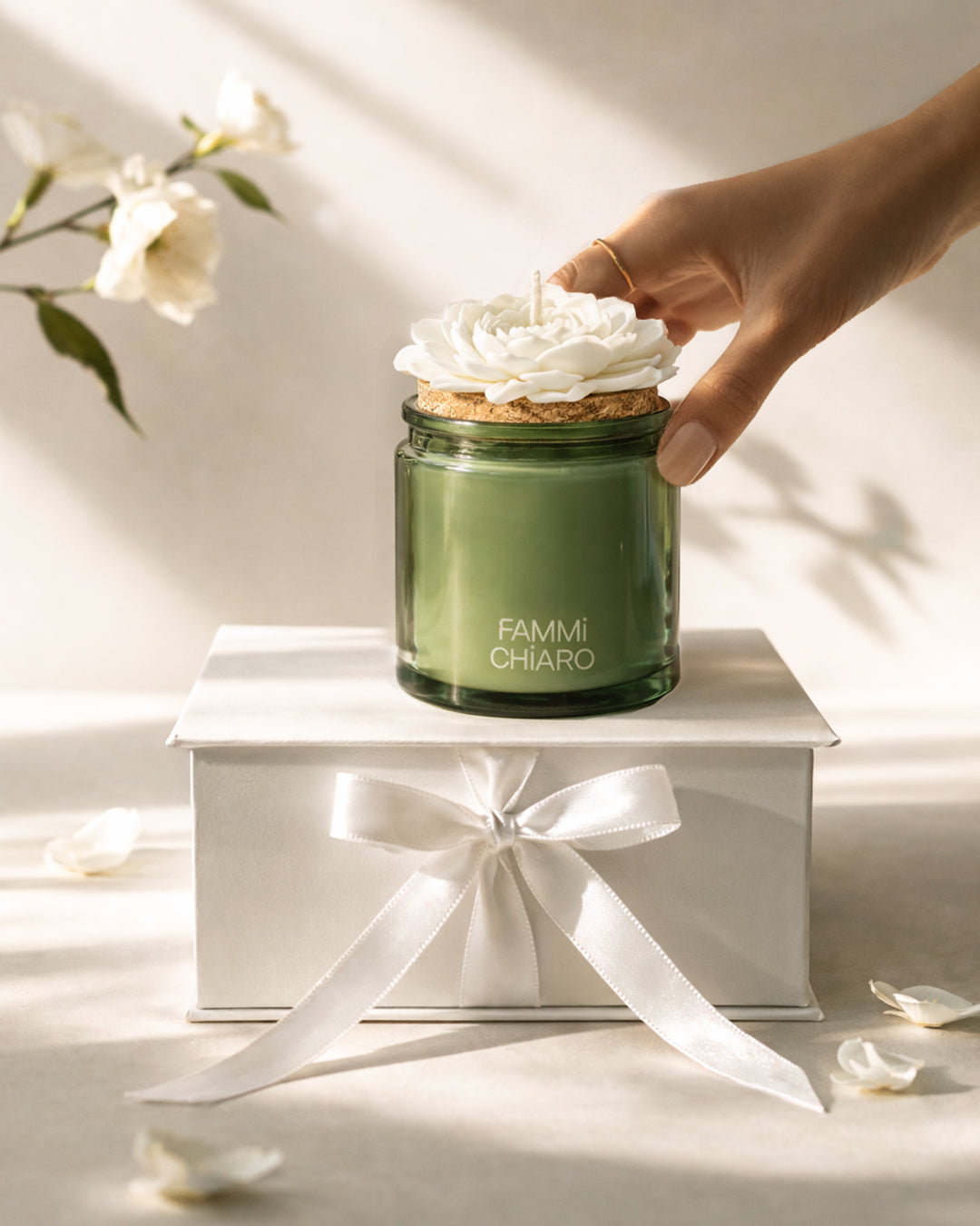 Presenza Bianca · VELA DE JASMIM. Aromática 100% Vegetal e Artesanal (200ml)