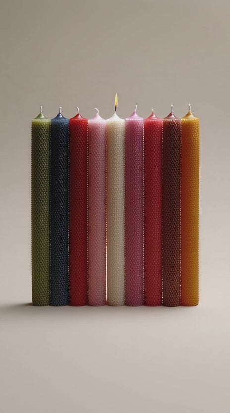 Velas de Réveillon — As 12 Cores do Novo Ciclo l Cera Alveolada em Folhas Multicolor